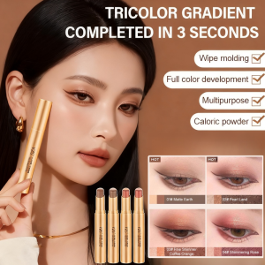 [A Touch of Three Colors] Golden Diamond Three-Color Eyeshadow Stick Waterproof Non-Fade Highlight Transitional Shadow Color Stick