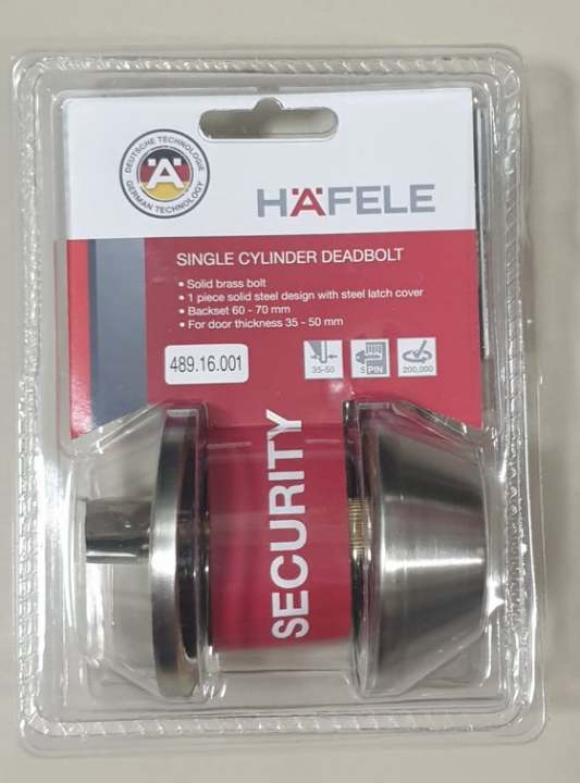 Hafele cylindrical deadbolt (single key with thumbturn) stainless steel ...