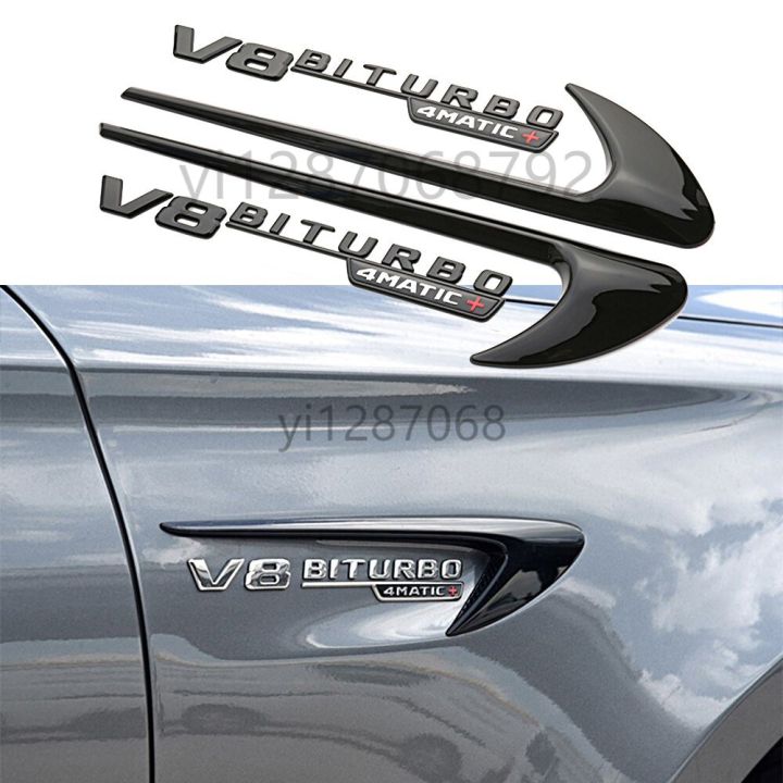 Hot New 2pcs Car Side Fender Wind Vane Air Sticker V8 BITURBO for ...