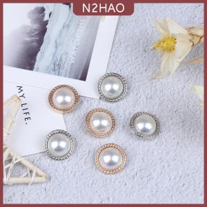 N2HAO 10pcs ngọc trai Kim Loại Shank nút cho may scrapbooking DIY Craft trang trí