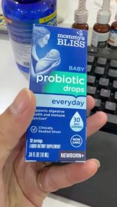Men vi sinh Mommys Bliss baby Probiotic Drops bổ sung cho bé từ sơ sinh - ✅ Giúp hệ tiêu hóa đang phát triển của bé khỏe mạnh hơn  ✅ Với 1 tỷ lợi khuẩn mỗi khẩu phần  ✅ Chủng lợi khuẩn lactobacillus rhamnosus GG được nghiên cứu nhiều nhất  ✅ Hỗ trợ tăng