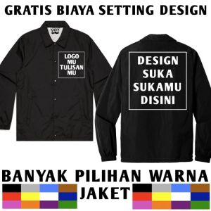 Jaket coach custom satuan design gratis jaket2 parasut premium sablon