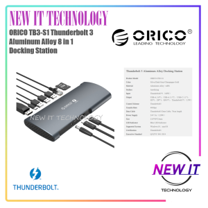 Orico TB3-S1 40Gbps USB Type-C to USB3.0 RJ45 Thunderbolt 3 Aluminum Alloy Docking Station
