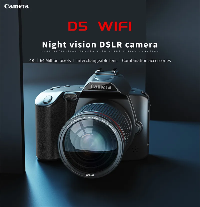 Digital Camera 4k Dslrs D5 6400 Megapixel HD WiFi Professional