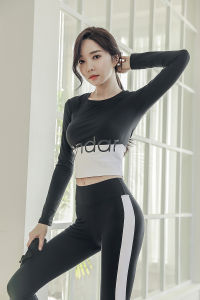 New Yoga Fitness Gym Shirt Pants Set High Waist Legging Running Pants Quick Dry