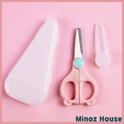 Baby Food Grade Ceramics scissors Anti-Rust Ceramic Scissors Ceramic Cutter(With Cover) 陶瓷小熊辅食收纳盒宝宝婴儿剪食物剪不锈钢剪外带便携剪菜剪肉