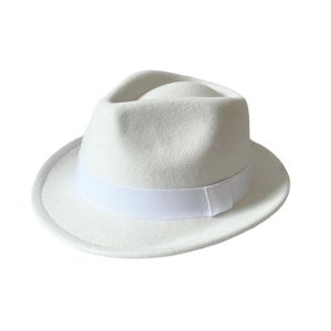 YUONG Classic Fedora Hat Vintage Solid Color Trilby Cap Gentleman Hat All Match Wool Felt Hat Men / Women