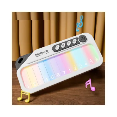 Đàn piano điện tử cầu vồng đa năng với đèn led rực rỡ nhiều chế độ nhạc vui nhộn thiết kế nhỏ gọn dễ mang theo giúp bé học nhạc phát triển tư duy thẩm mỹ mọi lúc mọi nơi