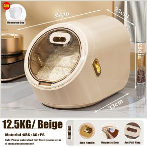 Rice Storage Container with Measuring Cup Moisture-proof Insect-proof Sealed 25kg Rice Storage Bucket Food Grade Safe Material Kitchen Food Storage Dispensers for Cereal Dry Food