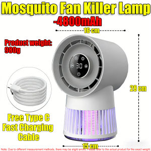 (1-3 Days Delivered)2 in 1 Electric UV mosquito killer lamp fan Mosquito Trap USB Rechargeable 4800mah Portable Pest Repellent with Fan Night Light