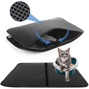 Cat Litter Mat Kitty Litter Trapping Mat Foldable Double Layer Cat Litter Box Catcher Mat Waterproof Anti Tracking Cat Litter Trap Mat for Floor Non-Slip Waterproof Urine Proof Easy Clean Scatter Control