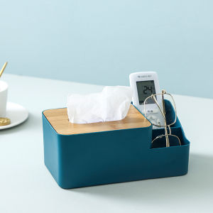 【Soft Lip Shop】 Tissue Box Desktop Paper Holder Dispenser Storage Napkin Case Organizer with Mobile Phone Holder