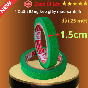 1 Cuộn băng keo giấy màu xanh lá rộng 1.5cm dài 25 mét lõi giấy 3mm giá tại xưởng