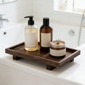 JING Solid Wood Bathroom Storage Tray Heat Resistant Japanese Style Wooden Tray Plate Eco-Friendly Snack Plate Gongfu Tea Tray Tea Ceremony