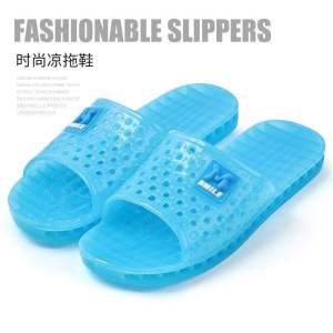 [Free Shipping] Colorful Transparent Plastic Flip-Flops For Home Use WomenS Crystal Slippers Lightweight For Outdoor Wear Red And Peacock Blue