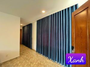 Rèm vải ngăn lạnh điều hòa màu xanh