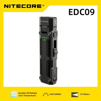 NITECORE EDC09 Adjustable Flashlight 1600 Lumens Angle EDC High-CRI 3 Colore Temperatures USB-C Rechargeable Bulit-In Battery
