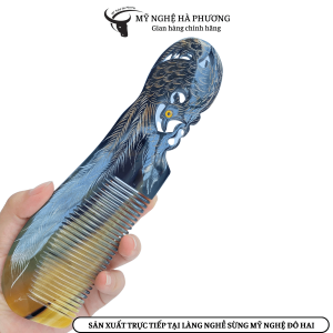 [Tặng Túi Gấm] Lược Sừng Phượng Hoàng Cuốn đẹp làm quà tặng VIP ( size: L-20cm) | Mỹ nghệ Hà Phương