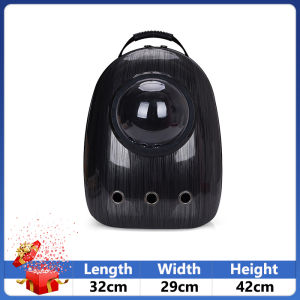 Pet Backpack Breathable Portable Pet Carrier Bag Dog Cat Expandable Transparent Space Carrying Cage Pet Capsule Cartoon Outdoor Travel Backpack Black Brushed Penguin Red White Fairy Ball Design