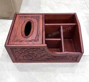 Hộp đựng giấy đa năng gỗ hương  đựng nhiều vật dụng