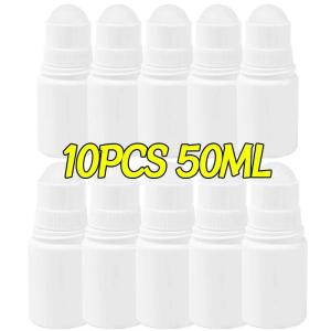 10PCS 30/50ml Plastic White Roller Bottle Empty Refillable Bottles for DIY Deodorant Essential Oil Perfume Liquid Cosmetics Container