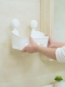 TAILI Suction Shower Caddy No-Drill Removable Waterproof Wall Mounted Storage Basket for Shampoo Body Wash Plastic Shower Rack