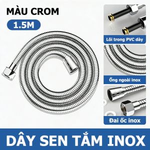 Dây Sen Tắm Inox 304 Cao Cấp Đầu Nối Đồng Thau Chống Xoắn Rối Xoay 360 Độ Dây Dẫn Nước Vòi Hoa Sen Chịu Áp Lực Cao Chống Nổ Chống Gỉ Sét Rò Rỉ Ren G1/2 Dây Cấp Nước Nóng Lạnh Vòi Xịt Vệ Sinh Phụ Kiện Phòng Tắm Đa Năng