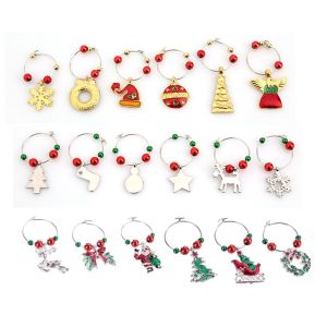 APBZOK For Home Goblet Table Decoration Xmas Pendants Christmas Decoration Christmas Pendants Wine Rings Party Accessories