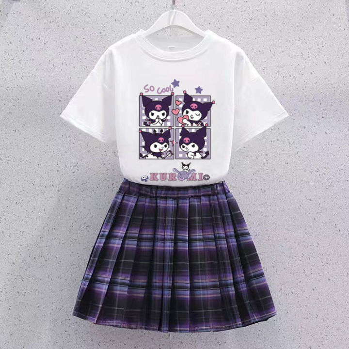 2023 Summer Kawaii Sanrioed Kuromi T-Shirt Jk College Style Uniform ...