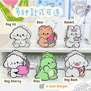 Cartoon Pen Holder Multifunctional Storage Organizer Cute Student Stationery Make Up Acrylic Box