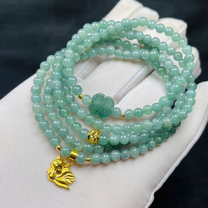 vòng tay nữ dáng chuỗi ngọc lam ngọc tự nhiên mix cỏ 4 lá ngọc lam ngọc vip và charm hồ ly vàng tây và charm cầu kim tiền vàng tây vòng tay đá phong thủy trang sức thiết kế đủ hóa đơn thẻ bảo hành