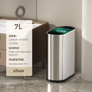 Thùng rác phòng tắm hẹp 7L Thùng rác đồ gia dụng bằng thép không gỉ Thùng rác Thùng rác nhỏ cho phòng tắm phòng ngủ văn phòng khách sạn RV