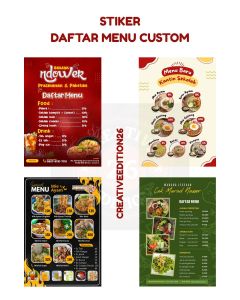 CETAK STIKER DAFTAR MENU CUSTOM bisa riquest desain (PRINT MENU MAKANAN/MINUMAN/CAFE/RESTO/WARNAS/DAN LAIN LAIN)
