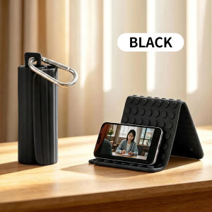 FONKEN Bendable Silicone Phone Stand With Carabiner Clip Adjustable Multi-Angle Foldable Desk Tablet Laptop Holder