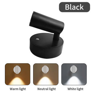 【Free Punch】 Magnetic Base USB RechargeableLED Cordless Wall Light Touch Switch Black White Gold Silvery Dimmable Bedside Lamp For Reading Led Night Light USB Charging Motion Sensor Round Energy-saving Led Lamps For Corridor Home Bathroom