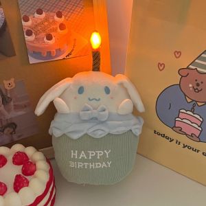 20CM LED Singing Birthday Cake Shape Plush toys Cartoon Kawaii Melody Kuromi Kt Cat Plush Stuffed Doll Decoration Cute Creative Valentines Day Gift