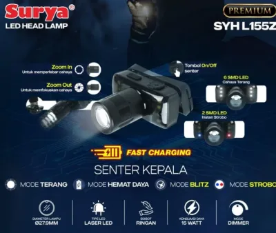 SENTER KEPALA 30w Bergaransi Putih / Kuning HEAD LAMP 30W Senter Kepala Cas Ulang Senter kepala Rechargable