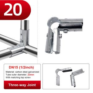 COOLSOOL 1Pcs Tròn Khớp nối ống 20/25/32mm Thép Carbon Mạ Kẽm Giá đỡ cần câu Bền bỉ Kẹp cố định Trưng bày quần áo