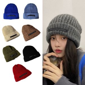 NAMSHEVA Soft Knit Cap Winter Warm Solid Color Woolen Hat  Casual Slouchy Bonnet Women Men