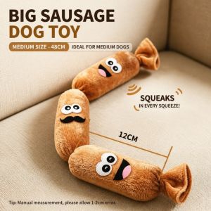 Cute Pet Dog Simulated Sausage Plush Squeaky BB Press Sound Bite-Proof Wear-Resistant Chew Toy Puppy Self Play Relieve Boredom Interactive Pet Toy