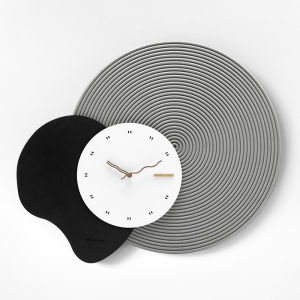 Luxury Creative Nordic Wall Clock Solid Wood Silent Time Gramophone Clock Simple Modern Home Living room Mute Decoration 58x49.5cm