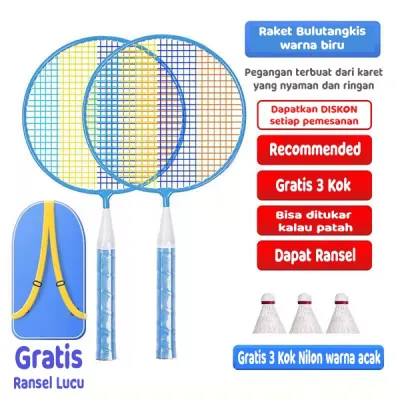 [Free Dus&Tas] RAKET BADMINTON/ RAKET BULU TANGKIS ISI 2 FREE BAG/KOK BULUTANGKIS/SHUTTLECOCK/KOK BADMINTON