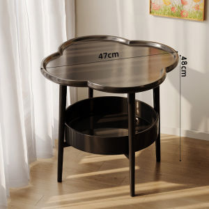 Nordic Coffee Table / Round Side Coffee Table / Modern Clover Shape Side Table with Shelf Local Stock