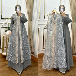 Naura Dress Ceruty Mix Outer Brukat Dress dewasa terbaru 2025 Dress outer brukat Dress lebaran