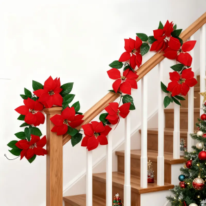 สวยงาม ดอกคริสต์มาส สํานักงาน ชอบตกแต่งวันหยุด พิถีพิถัน ตกแต่งบ้าน สถานที่ที่มีวัฒนธรรม ตกแต่งหวายคริสต์มาส ไม้แขวนผนังดอกคริสต์มาสจําลอง หลากหลาย ผู้บริโภค