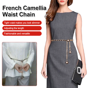 Adjustable waist chain with camellia belt