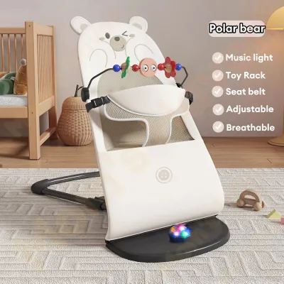 Baby Rocking Chair Newborn Foldable Baby Bouncing Chair With Toy Rack Baby Bouncer Baby Rocker Safety Rocking Chair