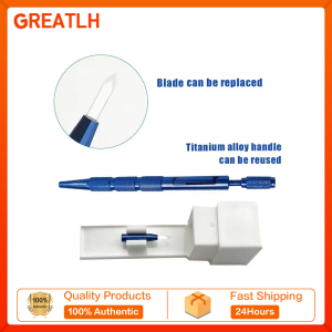 GREATLH 1pcs Sapphire Hair Transplant Pen Hair Follicle Implanting Blade Stainless Steel Titanium Alloy Implant Handle