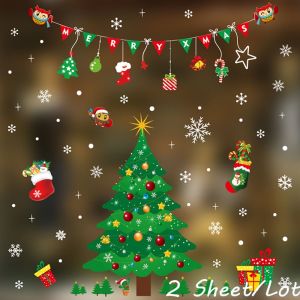 Christmas Wall Stickers Removable PVC Stickers 11 Styles Multicolored Santa Claus Xmas Decor