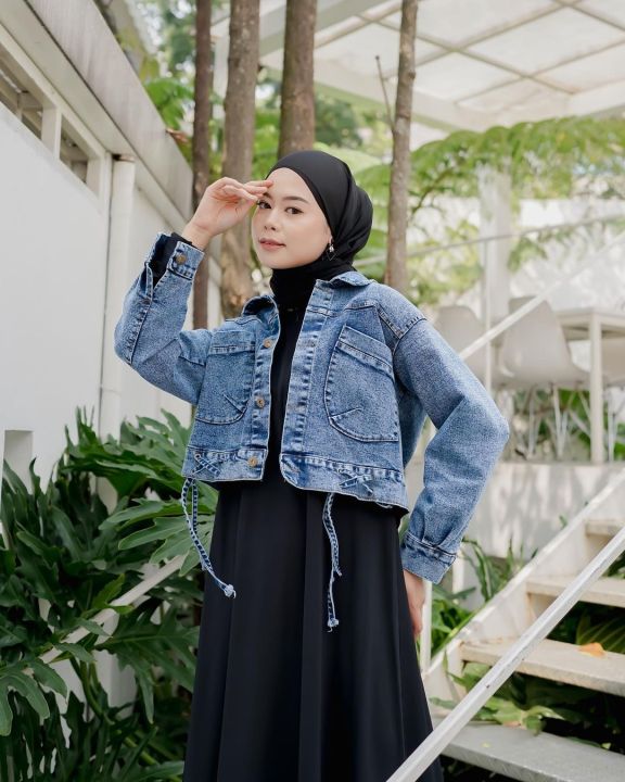 denim jacket hijab outfit